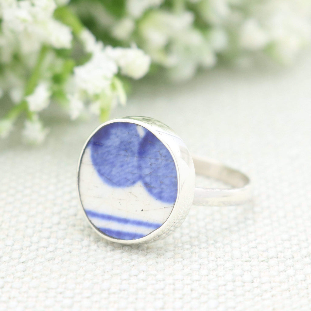 Hepburn and Hughes Upcycled Minton Pottery Adjustable Ring in Sterling Silver