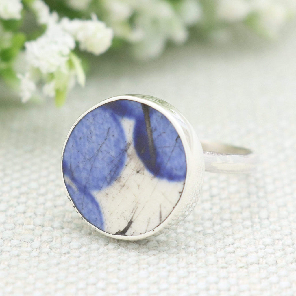 Hepburn and Hughes Upcycled Minton Pottery Adjustable Ring in Sterling Silver
